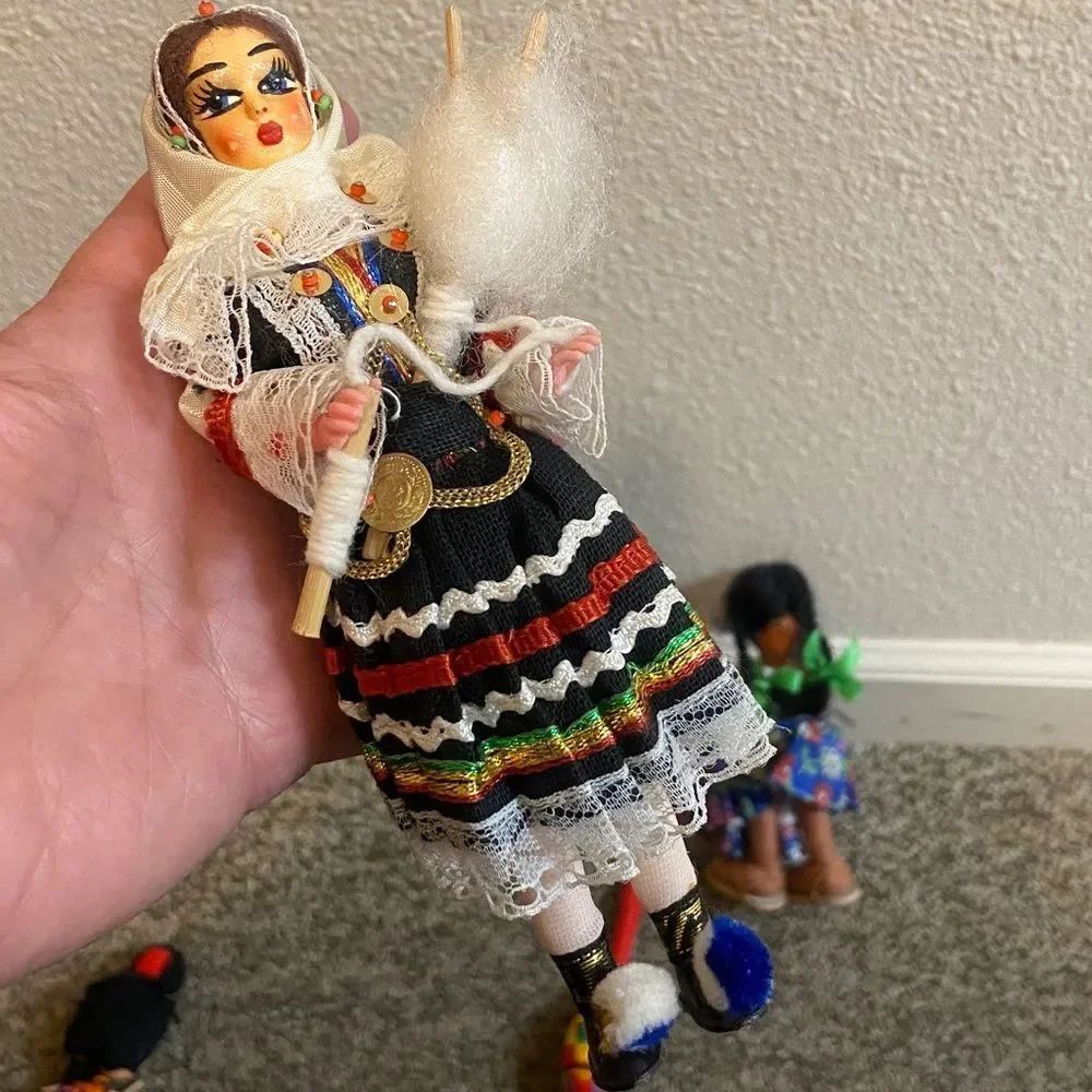 Handcrafted Multicultural Doll Set with Red Maraca - Kids Toys And Home Decor